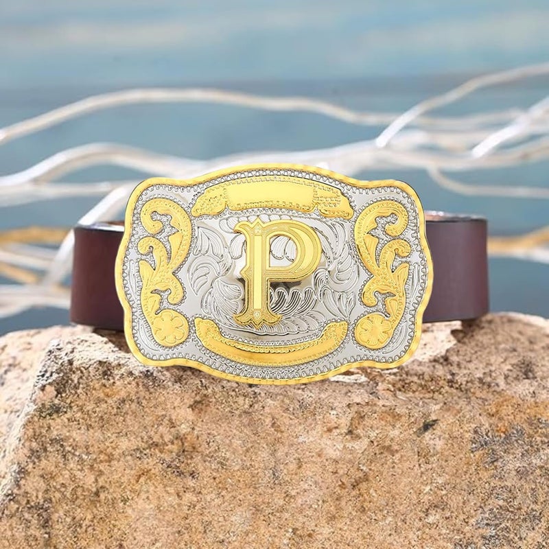 WMG Western Belt Buckle Initial Letters ABCDMRJ to Z Cowboy Belt Buckle, Rodeo Buckles for Men & Women Fits Up to 2 Inch Belts - Image 5